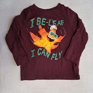 Toddler boy 18-24 months burgundy old nay long sleeved tee shirt